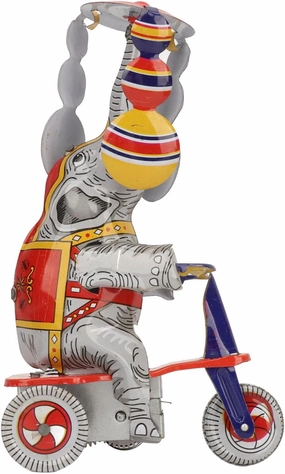 Wind Up Toys, Elephant On Tricycle Tin Toy Clockwork Driven Iron Retro Elephant Tin Toy Nostalgia Collection Toys for Collection