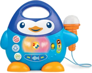 Winfun Penguin Music Player with Microphone for Toddlers 18 Months  | Sing-Along Toy with Lights, Echo Effect, Animal Sounds, Applause Button | Portable Musical Toy for Kids | Batteries Included