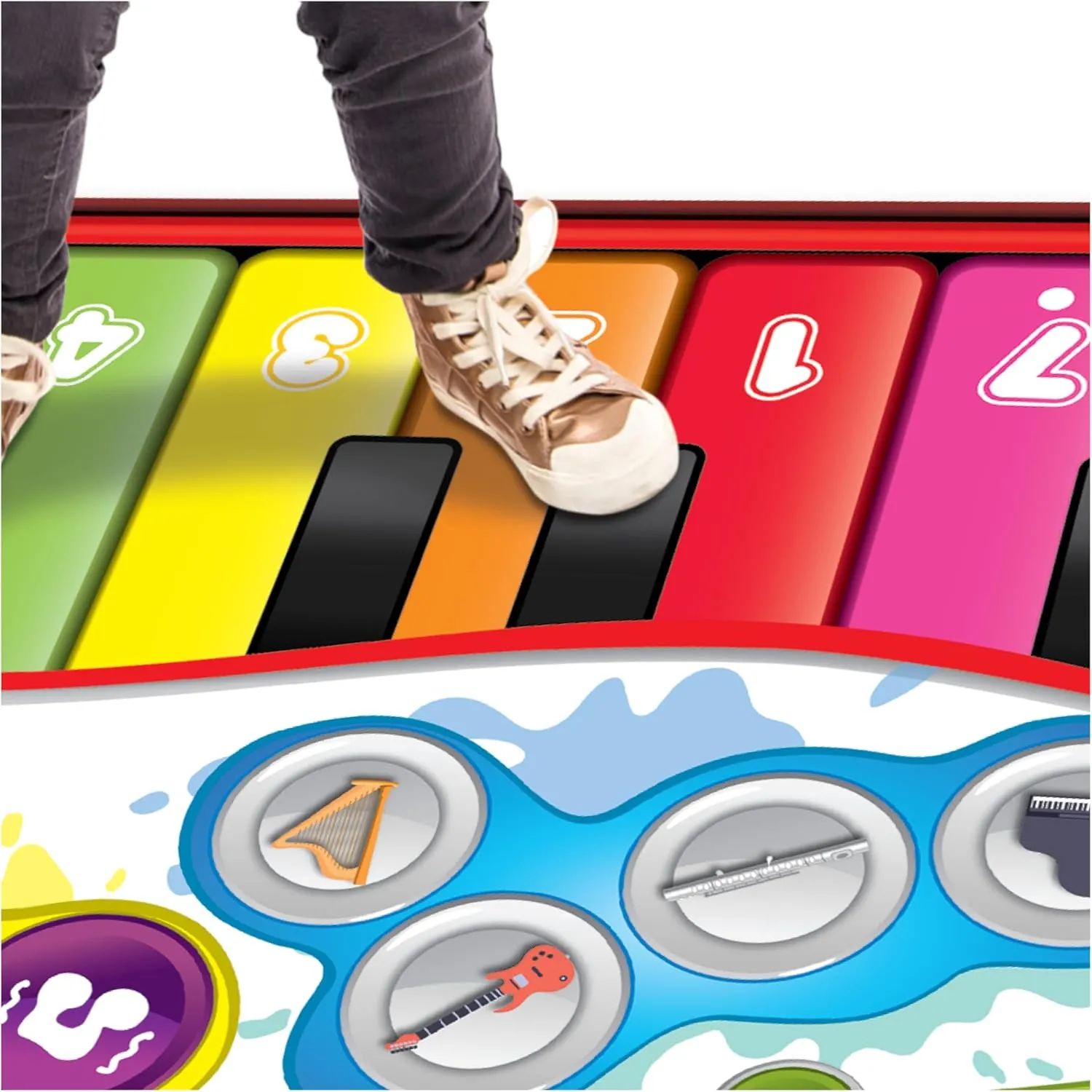 winfun Step to Play Jumbo Piano Mat Musical Mat with 24 Giant Piano Keys, 8 Instrument Sounds, Rhythm Selections, Demo Songs, Record & Playback Features - Perfect for Kids 4  Years 6ft x 2ft