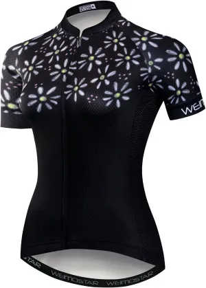 Women Cycling Jersey Short Sleeve Breathable with Pockets Flower
