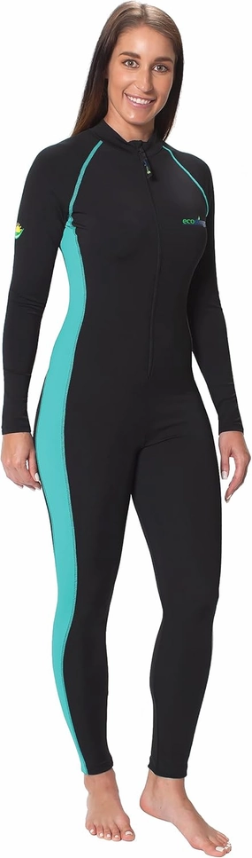 Women Full Body Coverup UV Swimsuit Stinger Suit UPF50  Sun Protection Black Jade
