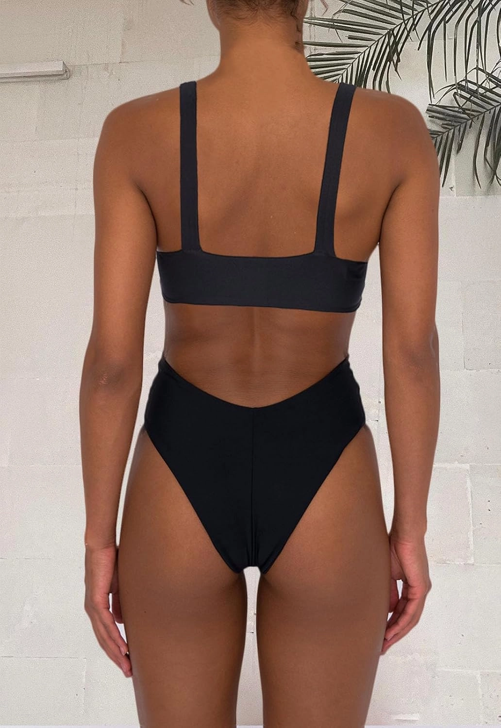 Women's High Waisted Bathing Suit Cute Scoop Neck Sporty Crop Top Push Up Bikini Sets Cheeky V Cut Leg Rise Bottom