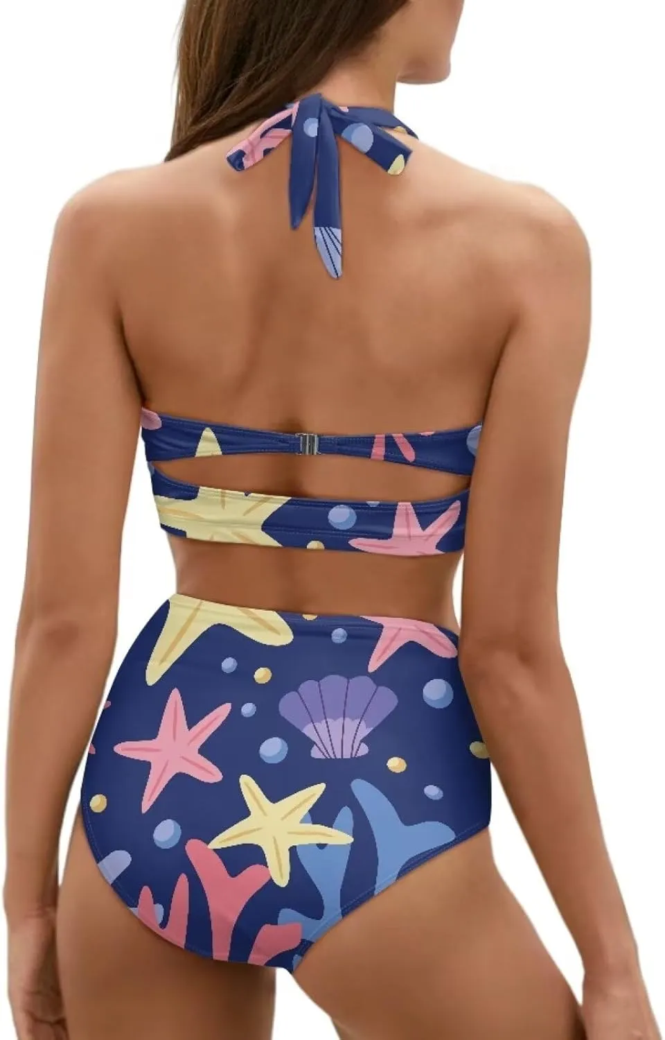 Women's Two Piece Swimsuits Sexy Tummy Control Bikini Sets High Waist Bathing Suits Ruched Ruffle Push Up for Women