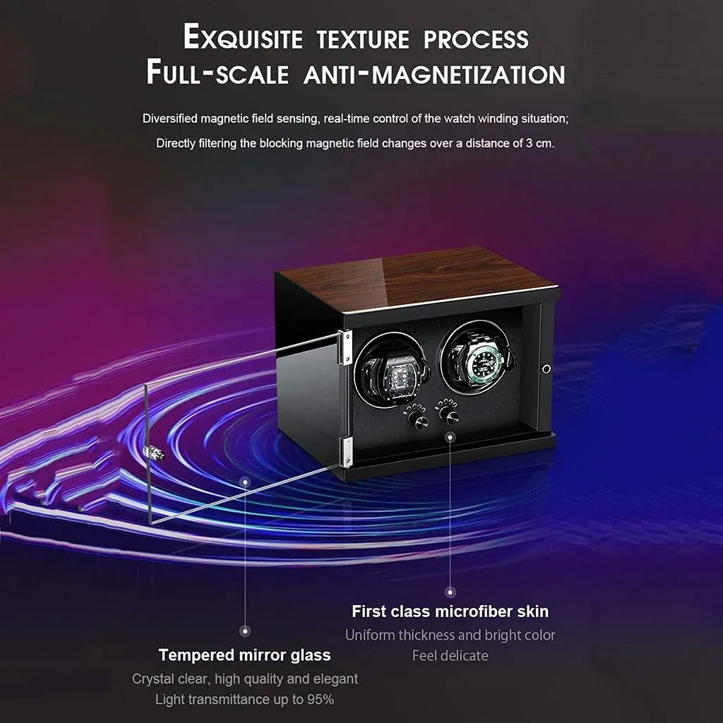 Wood Automatic Watch Winder, 5 Mode, Mute Motor, Watches Holders Winding Case Storage Boxes with Transparent Window,White,1 0
