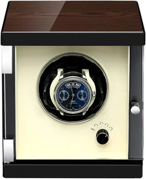 Wood Automatic Watch Winder, 5 Mode, Mute Motor, Watches Holders Winding Case Storage Boxes with Transparent Window,White,1 0