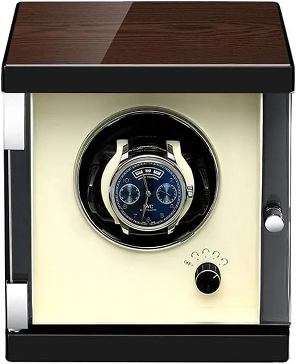 Wood Automatic Watch Winder, 5 Mode, Mute Motor, Watches Holders Winding Case Storage Boxes with Transparent Window,White,1 0
