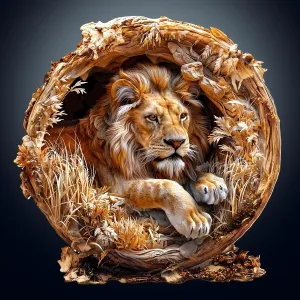 Wooden Puzzles for Adults, 3D Lion (M-200pcs) Wooden Jigsaw Puzzles Kids, 11.4 * 11.4in Unique Shaped Animal Wood Puzzles Adults 3D Vision Flat Puzzle Family Games