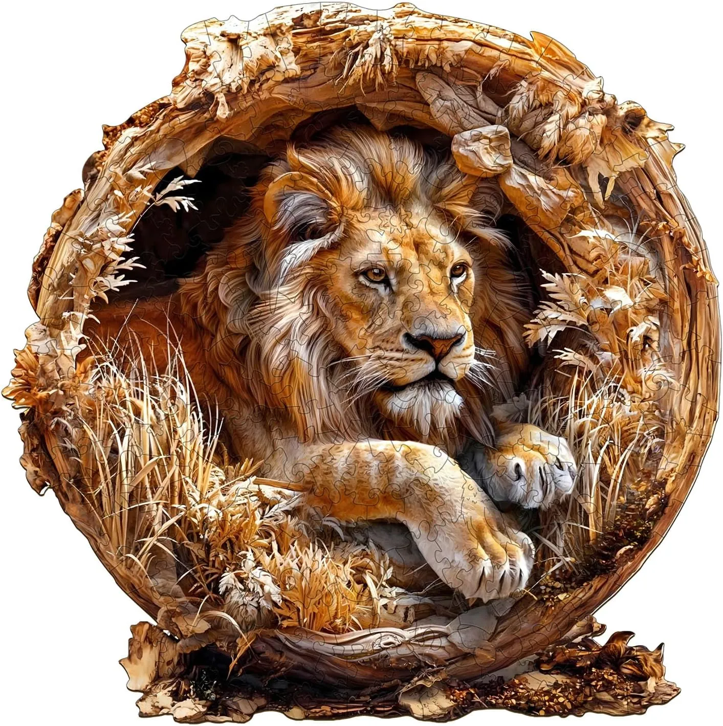 Wooden Puzzles for Adults, 3D Lion (M-200pcs) Wooden Jigsaw Puzzles Kids, 11.4 * 11.4in Unique Shaped Animal Wood Puzzles Adults 3D Vision Flat Puzzle Family Games