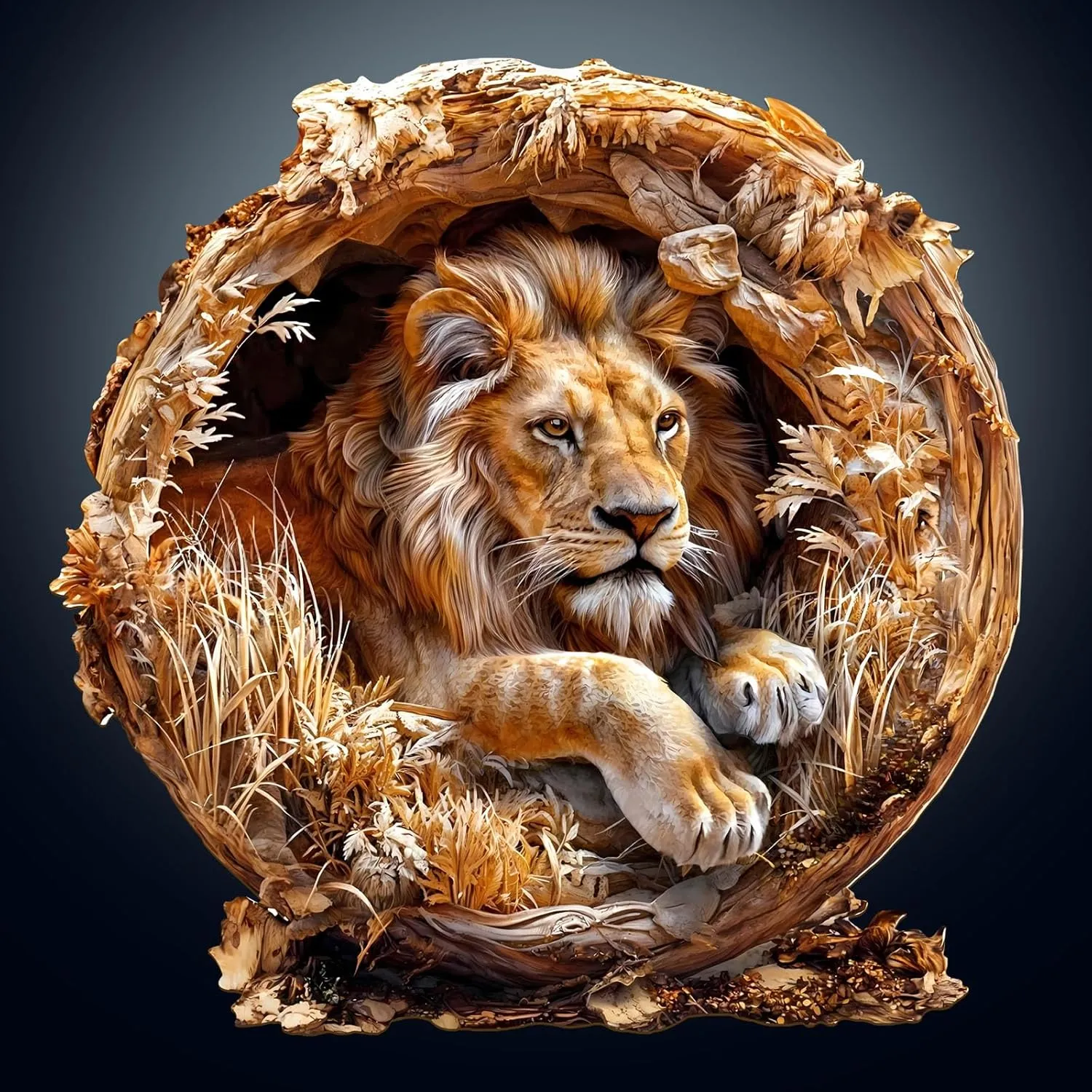 Wooden Puzzles for Adults, 3D Lion (M-200pcs) Wooden Jigsaw Puzzles Kids, 11.4 * 11.4in Unique Shaped Animal Wood Puzzles Adults 3D Vision Flat Puzzle Family Games