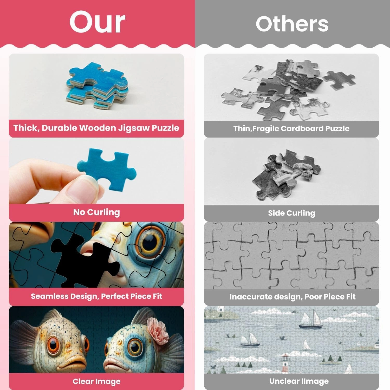 Wooden Puzzles Unique Couple Humanoid Fish Figure Formal Attire Whimsical Design Jigsaw Puzzles for Adults 500 Pieces Impossible Puzzle Challenging Puzzle Educational Toys Decompression Game