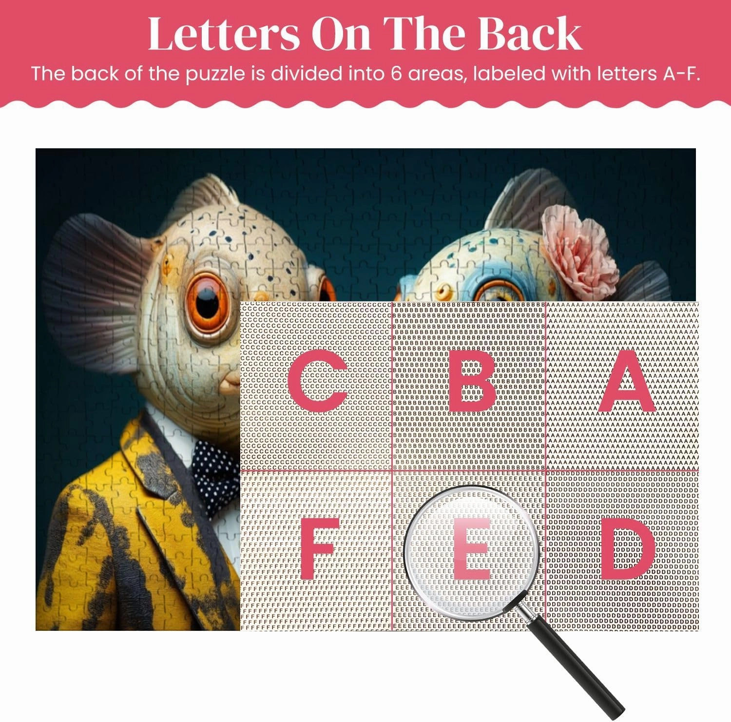 Wooden Puzzles Unique Couple Humanoid Fish Figure Formal Attire Whimsical Design Jigsaw Puzzles for Adults 500 Pieces Impossible Puzzle Challenging Puzzle Educational Toys Decompression Game