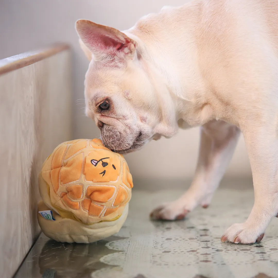Woof² Buttered Pineapple Bun, Nosework Interactive Plush Dog Toy