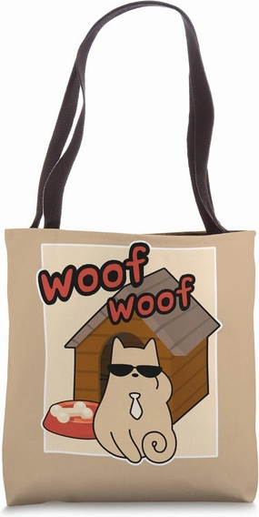 Woof Cat Barking contradiction Tote Bag