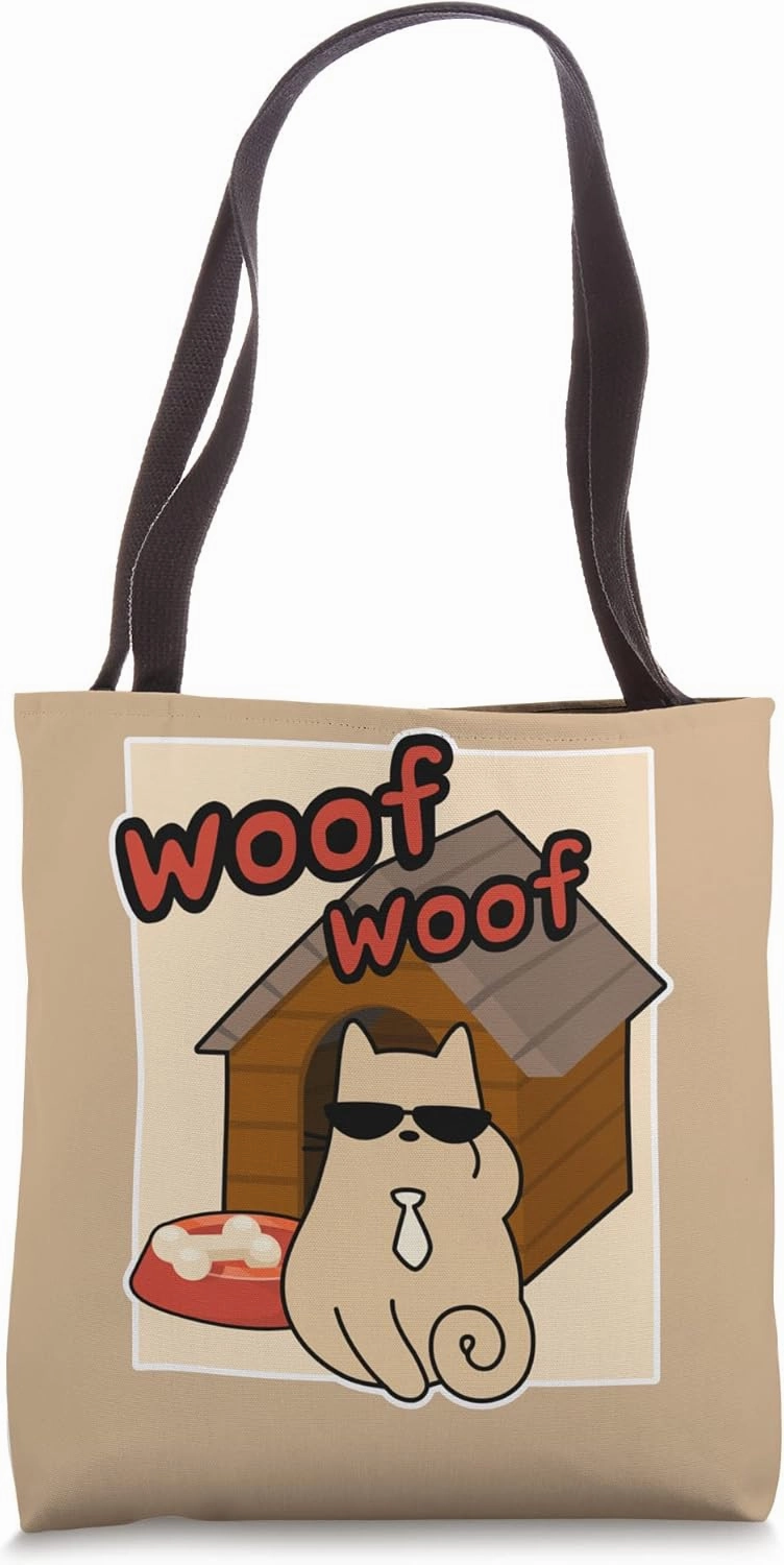 Woof Cat Barking contradiction Tote Bag