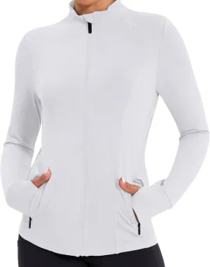 Workout Jackets for Women Lightweight Running Jackets Full Zip Yoga Athletic Clothes Slim Fit with Pockets