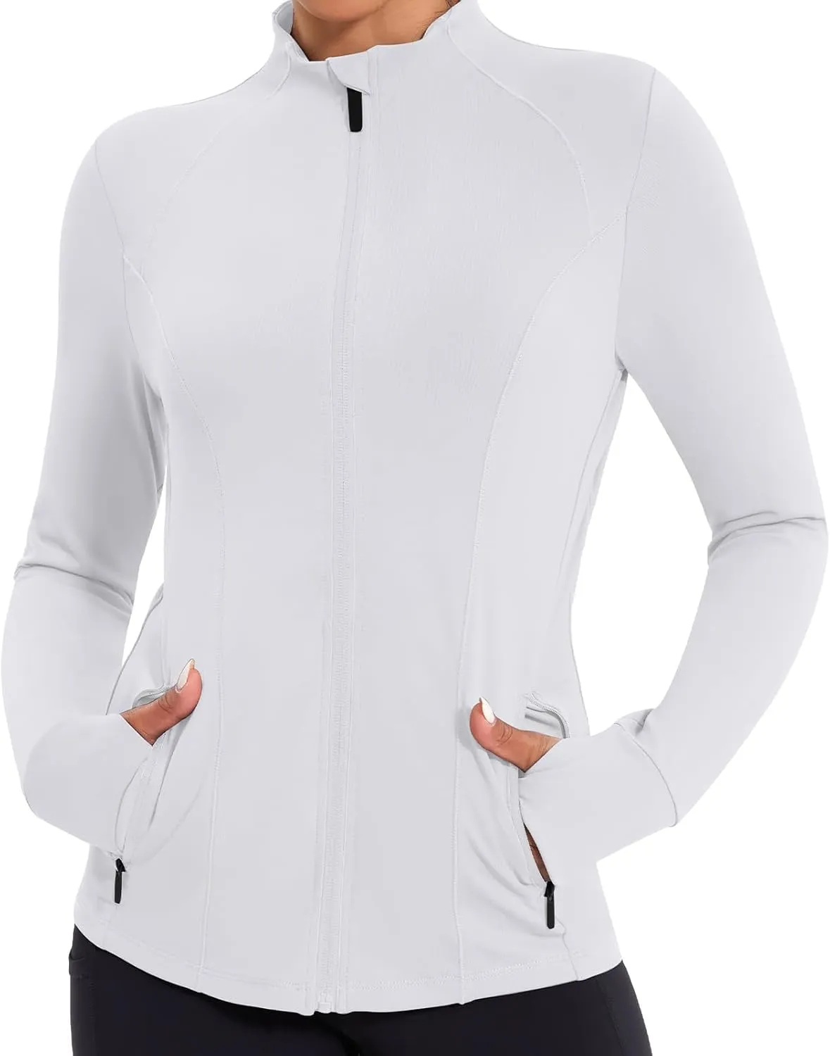 Workout Jackets for Women Lightweight Running Jackets Full Zip Yoga Athletic Clothes Slim Fit with Pockets