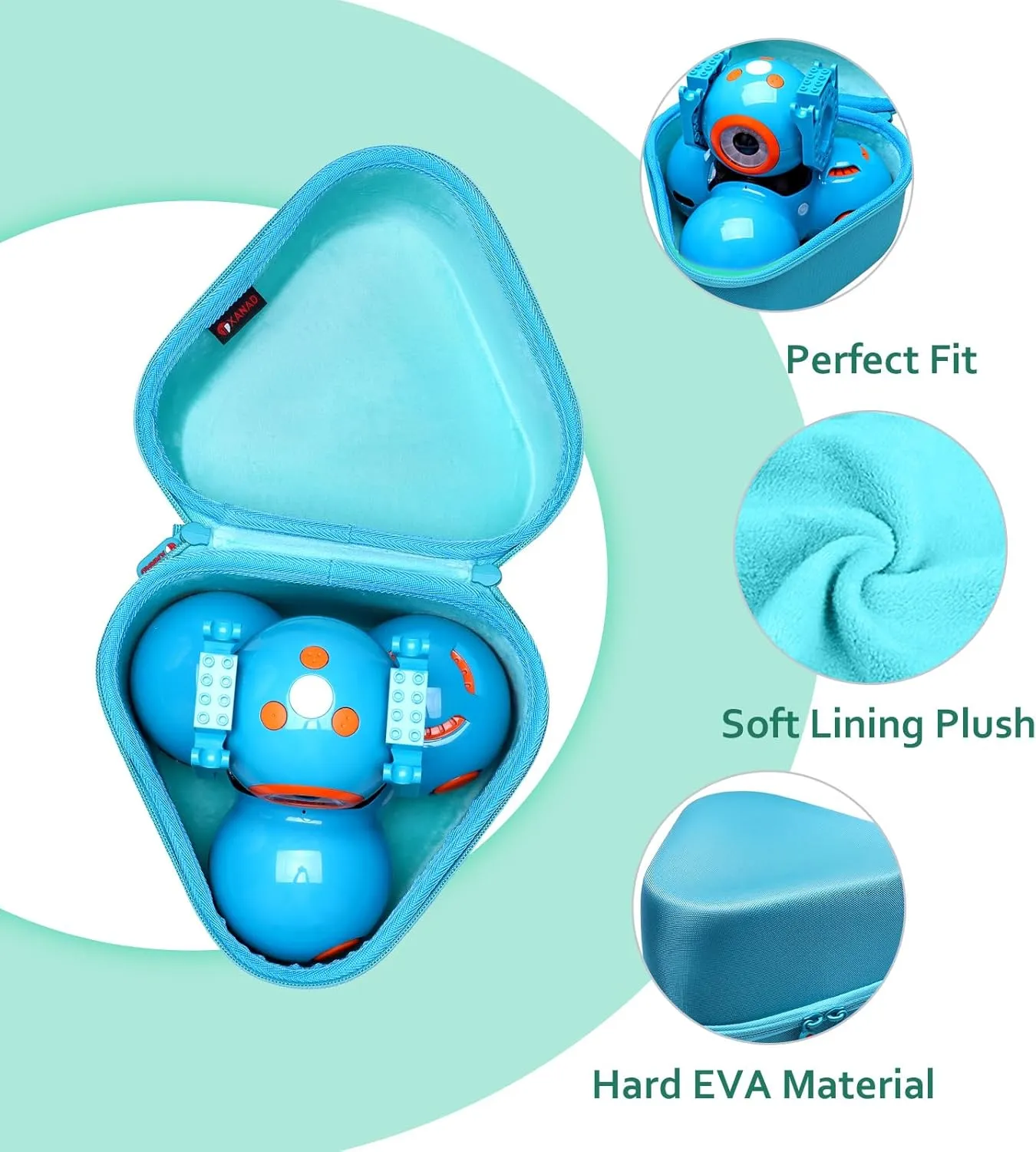 XANAD Hard Carrying Case for Wonder Workshop Dash Robot or Cue Coding Robot - Travel Storage Protective Bag Blue