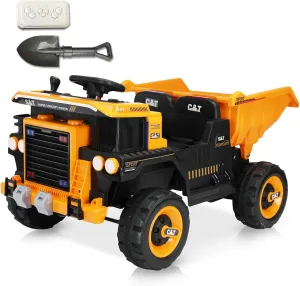 XJD Kids Ride On Dump Truck, 12v Electric Rid on Car with Remote Control, Kids' Electric Dump Bed 2wd Power Ride on Construction Vehicle with Music Ride On Toys(Yellow)
