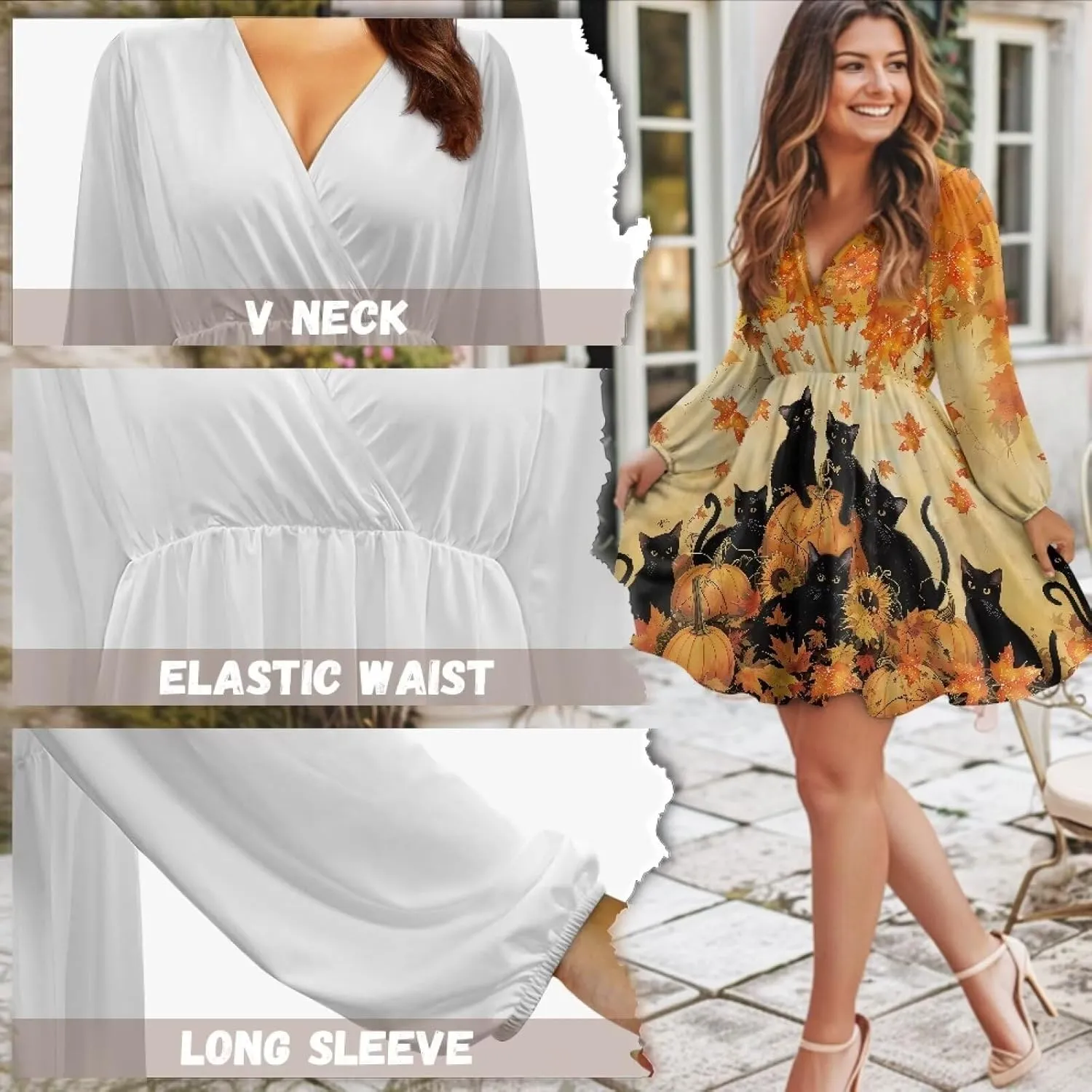 YEXIATODO Midi Dresses for Women 2024 Tunic Dress Empire Waist Maxi Dress Office Dresses for Women Classy Dress,S-2XL
