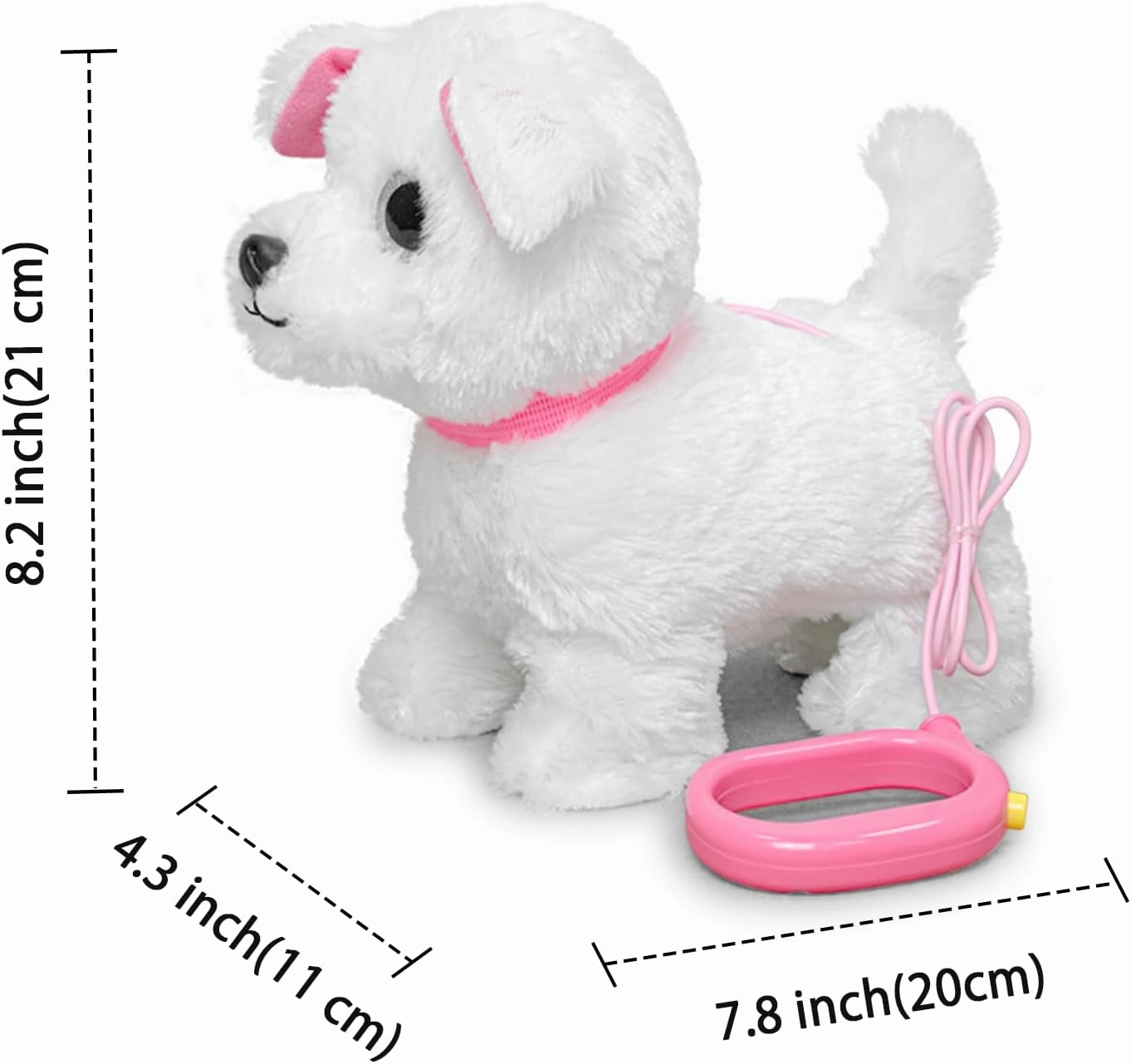 YH YUHUNG Walking and Barking Toy Dog with Remote Control Leash Puppy Electronic Pets Interactive Toys for Kids (White)
