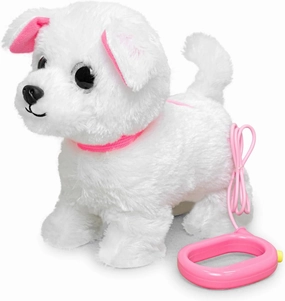 YH YUHUNG Walking and Barking Toy Dog with Remote Control Leash Puppy Electronic Pets Interactive Toys for Kids (White)
