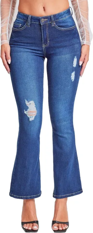 YMI Women's Junior Classic High Rise Flare Jean-Regular Inseam