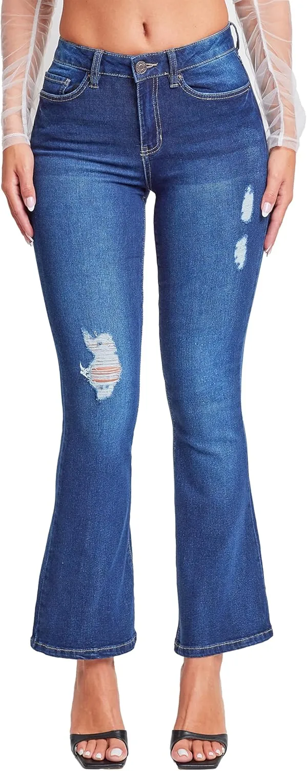 YMI Women's Junior Classic High Rise Flare Jean-Regular Inseam