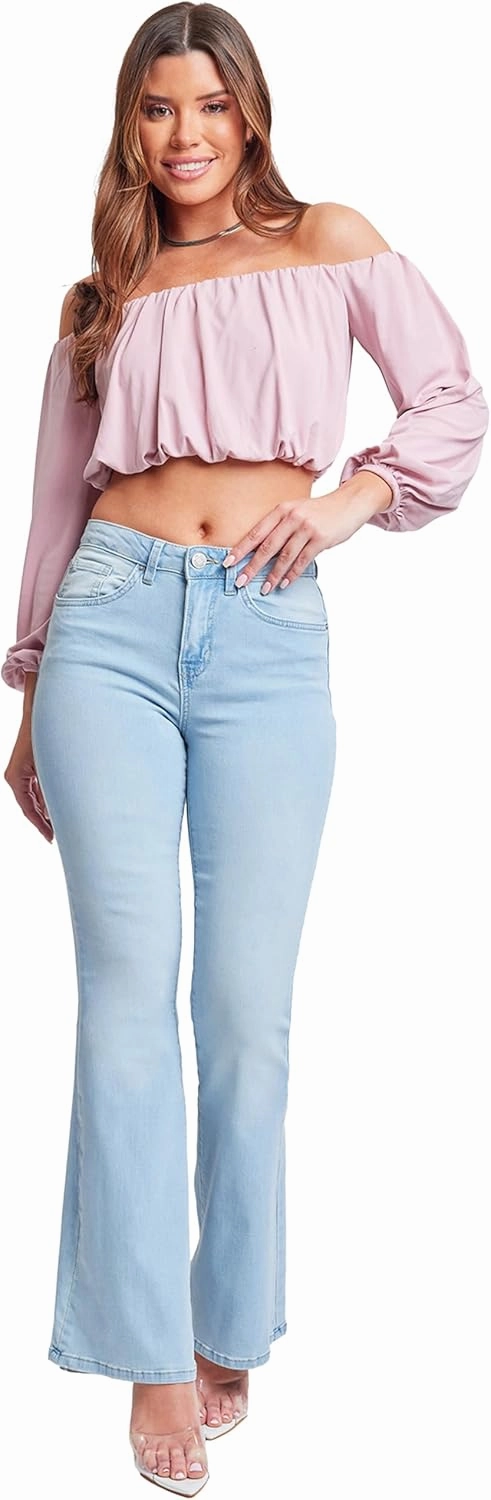 YMI Women's Junior Classic High Rise Flare Jean-Regular Inseam