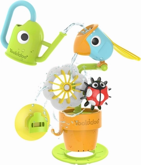 Yookidoo Watering Can Baby Bath Toy (Ages 1-3) Spinning Lady Bug & Tipping Bird Toy with 3 Moving Pieces (Mold Free) - Attaches to Tub Wall for Easy Toy Holder and Storage - for Toddler Bath Time