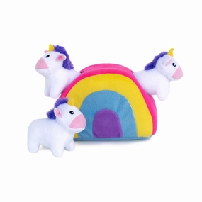 ZippyPaws Unicorns in Rainbow Burrow Dog Toy