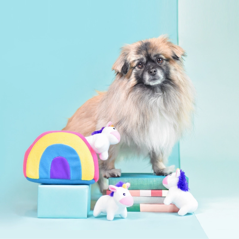 ZippyPaws Unicorns in Rainbow Burrow Dog Toy