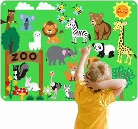 Zoo Animals Felt Story Board Set,Preschool Educational Flannel Play Mat,Jungle Animal Interactive Early Learning and Storytelling Kit Wall Hanging Gift for Toddlers Boys Girls (Animal)